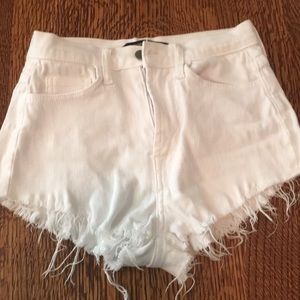 White high waisted denim shorts